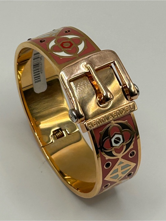 henri bendel Jewelry - Henri Bendel Rose Gold & Coral Buckle Enamel Bracelet